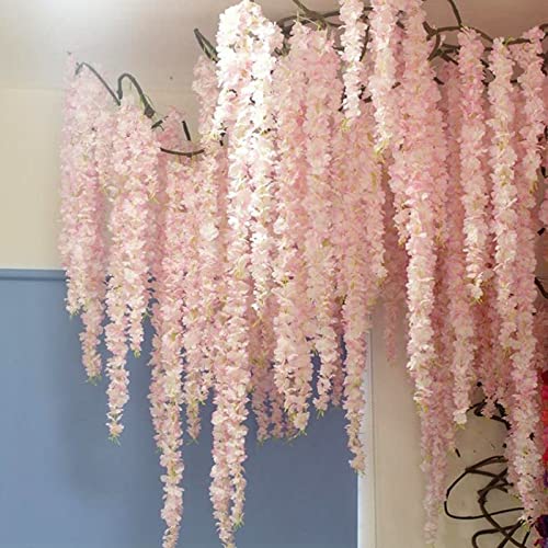 URCheers 1.8M/6Ft Garlands-Fake Hortensie Vine Flowers Plants-Künstliche Hortensie Garland Flower-Seidenrebe,Efeu für Outdoor,Indoor,Garten,Hotel,Hochzeit,Wand,Badezimmer,Dekoration (Rosa) - Rosa