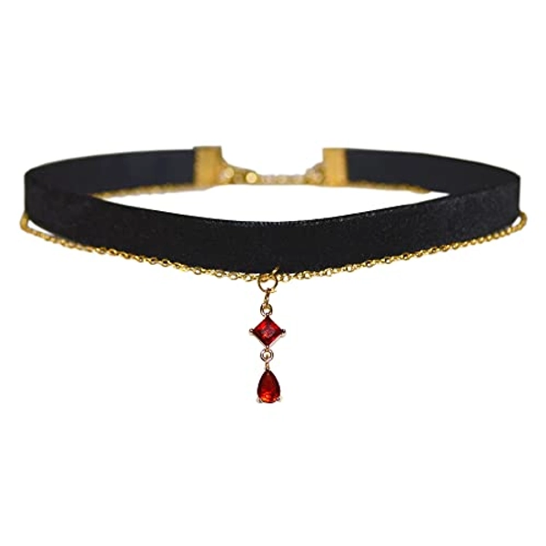 MOMOCAT Black Velvet Red Pendant Choker Necklace for Women Gothic Lace Chokers Necklace Witch Bride Vampire Accessories Aesthetic kawaii Jewelry for Women Teen Girls