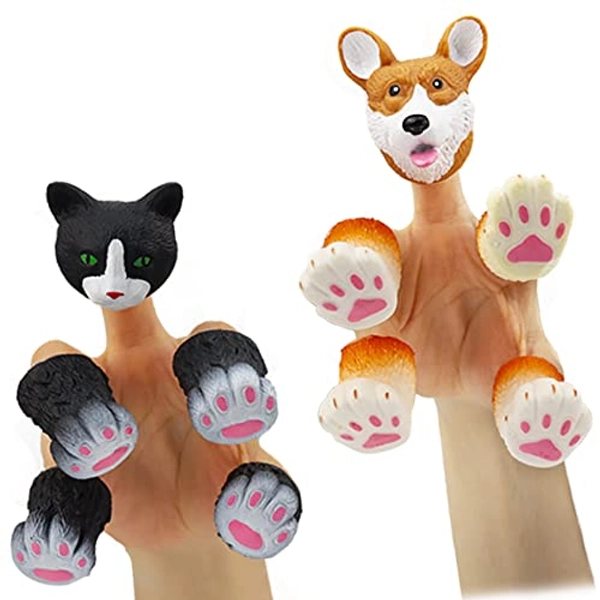 MIMIDOU Cute Animal Finger Puppets Toys, Cat Puppet and Dog Puppet, Role-Telling Animal Puppets, an Excellent Gift for Kids.
