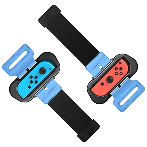 Wrist Bands Compatible with Switch Dance 2024 2023 2022/for Zumba Burn It Up for Nintendo Switch & Swith OLED Model for Joy-Cons,Adjustable Elastic Strap, Two Size for Adults & Children,2 Pack Black