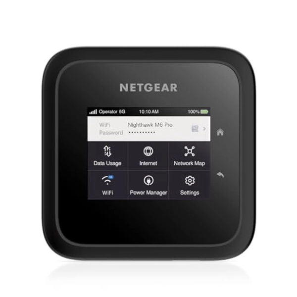 NETGEAR Nighthawk M6 Pro Mobile Hotspot 5G mmWave, 8Gbps, Unlocked,AT&T, T-Mobile,Verizon International Roaming 125 Countries,WiFi 6E,Portable Device with touch control, Modem Wireless Router(MR6550)