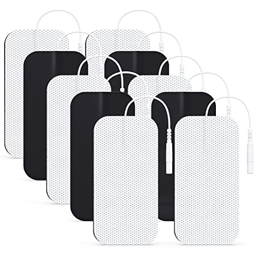 AUVON TENS Unit Pads 2"X4" 10 Pcs, 3rd Gen Latex-Free Rectangular Replacement Pads Electrode Patches with Upgraded Self-Stick Performance for Electrotherapy - A-white