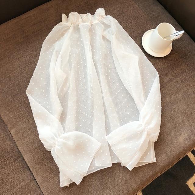 Little Bun Suspender Dress - White blouse