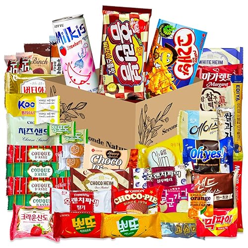 Journey of Asia Korean Snack Box 42Count - Individually Wrapped Packs of Candy, Snacks, Chips, Cookies, Drink, Care Package Gift Box for Kids, Teens, Senior, Friends and Family