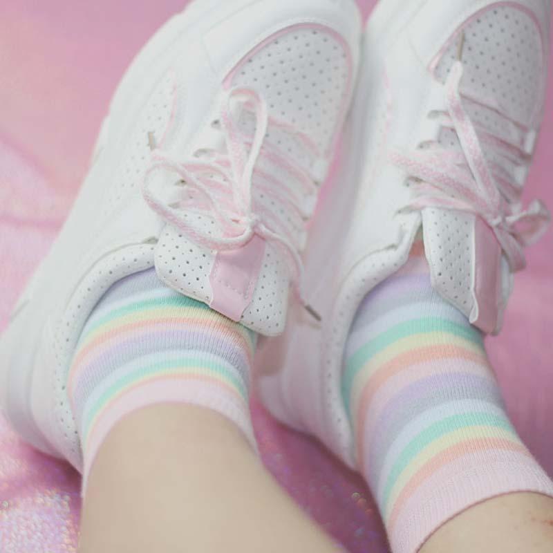 Milky Rainbow Socks - Pastel Rainbow