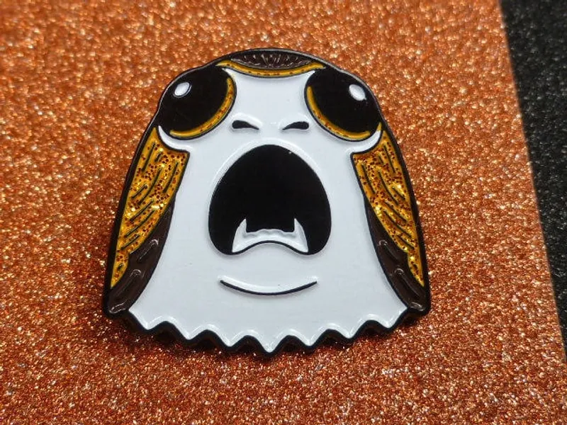 Star Wars inspired Porg Enamel Pin  | Luke Skywalker's inquisitive Avian friend Soft Enamel Pin Badge with glitter