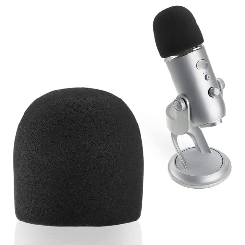 SUNMON Microphone Foam Windscreen Cover, Perfect Mic Pop Filter Mask Shield for Blue Yeti, Yeti Pro, MXL, Audio Technica Microphones and USB Mics (Black) - Black