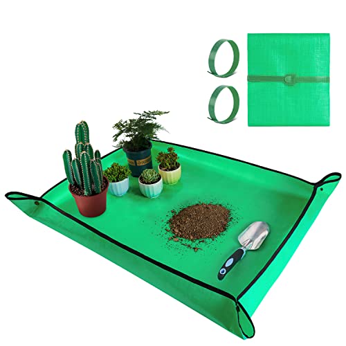 HNXTYAOB Large Repotting Mat for Plant Transplanting and Mess Control 39.5"x 31.5" Thickened Waterproof Potting Tray Succulent Potting Mat Portable Gardening Mat Plant Gifts for Women Men - Large 39.5"x 31.5" - Green