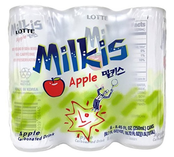 LOTTE Milkis Soda Beverage, Apple, 8.45 Fl Oz, Pack of 6 - Apple - 8.45 Fl Oz (Pack of 6)