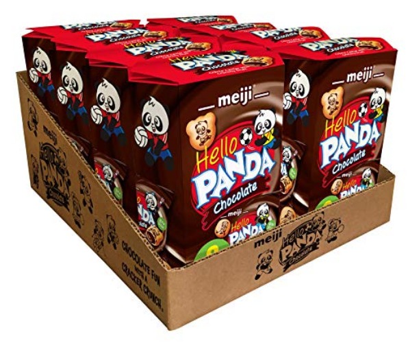 Meiji Hello Panda Cookies, Chocolate Crème Filled - 6 oz, Pack of 8, 64 Bags Total - Bite Sized Cookies with Fun Panda Sports - Chocolate