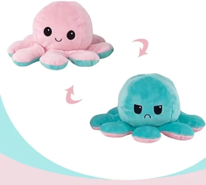 Octopus Plush Toys, Double-Sided Flip Octopus Doll, Cute and Soft Reversible Octopus Stuffed Animals Doll,Mini Plushies Creative Toy Suitable for Children's Family and Friends (Pink + Blue)