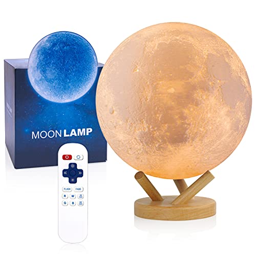 LOGROTATE Moon Lamp, Sliding Control Moon Night Light, Kids Night Light, 18 Colors Moon Light with Unique Stand, Remote&Sliding Control, Timing, USB Rechargeable, Gift for Kid Friend Lover, 5.95in - 5.95 inch