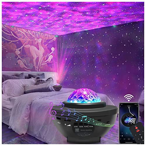 Easeking Star Projector Galaxy Light Projector with Bluetooth Speaker, Multiple Colors Dynamic Projections Star Night Light Projector for Kids Adults Bedroom, Space Lights for Bedroom Decor Aesthetic - Black