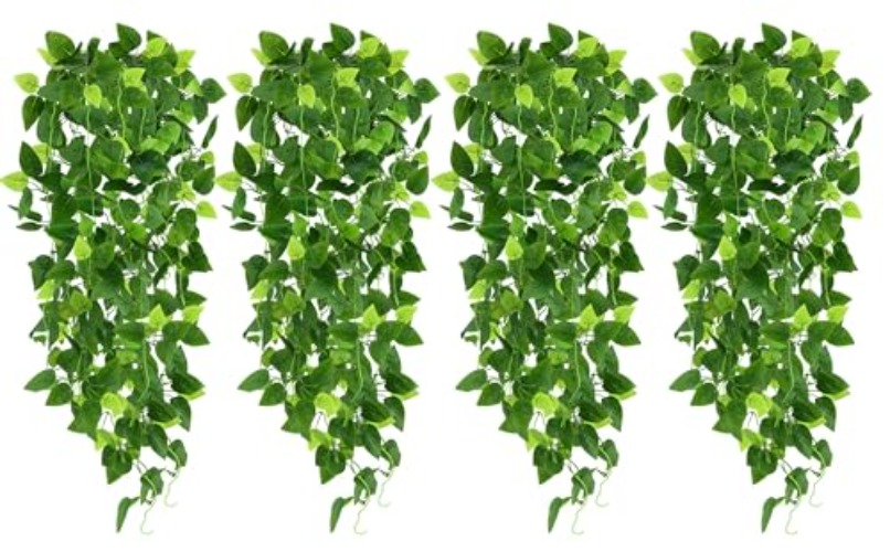 CEWOR 4pcs Artificial Hanging Plants 2.9ft Fake Ivy Vine Fake Ivy Leaves for Wedding Wall House Room Patio Indoor Outdoor Home Shelf Office Decor - 4pcs