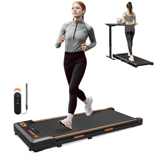AIRHOT 2-in-1 Under Desk Treadmill, 2.5HP Folded Treadmill for Home, Compact Mini Walking Pad with Remote Control and LED Display, Free Installation - Black - Svart