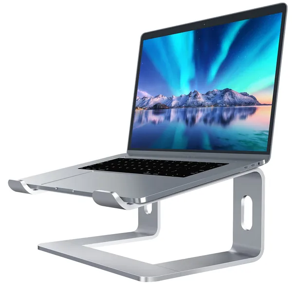 Soundance Laptop Stand, Aluminum Computer Riser, Ergonomic Laptops Elevator for Desk, Metal Holder Compatible with 10 to 15.6 Inches Notebook Computer, Silver - A- silver