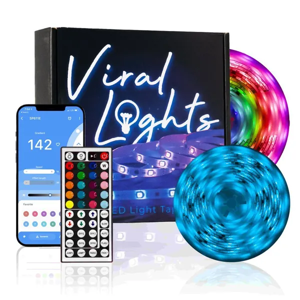 LED Light Tape by Viral Lights - 48 Feet (15M) / Remote
