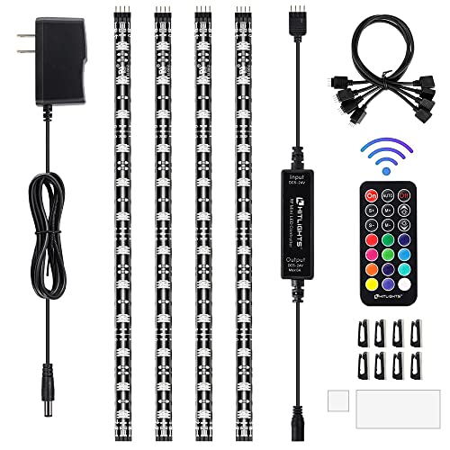 HitLights LED Strip Lights, 4 Pre-Cut Waterproof RGB Small LED Light Strip Kit Dimmable Color Changing SMD 5050 LED Tape Light with RF Remote, UL-Listed Power Supply and Connectors for TV Bedroom Home - RGB - 4x1FT