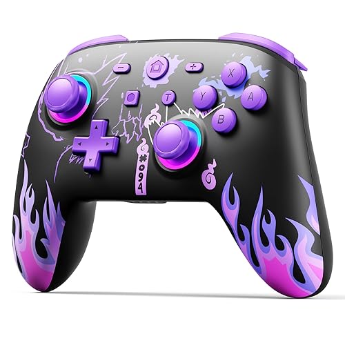 Controller for Nintendo Switch/OLED/Lite, Wireless Pro Switch Controller with LED Joystick/Motion/Vibration/Turbo/Wake up - Purple