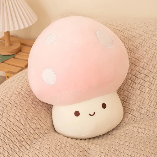 Colorful Cozy Pastel Mushroom Plushie Toy - pink / 23cm