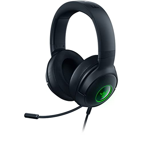 Razer Kraken V3 X Wired USB Gaming Headset: Lightweight Build - Triforce 40mm Drivers - HyperClear Cardioid Mic - 7.1 Surround Sound - Chroma RGB Lighting - Black - Kraken V3 X