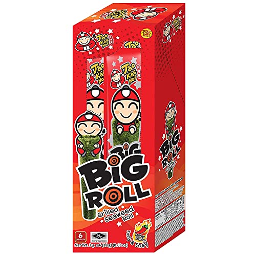 Tao Kae NOI Big Roll Grilled Seaweed Roll Spicy Flavour 3.6g x 6 Packets (21.6g) - Seaweed