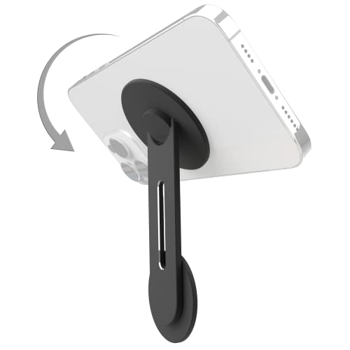 ICONIT Continuity Flip iPhone Laptop Mount - Slim Magnetic Phone Holder Swivels 180° for Laptops and Monitors - Adjustable Magnetic Arm - Compatible with iPhone 14/13/12 Plus Pro Max Mini (Black) - Black