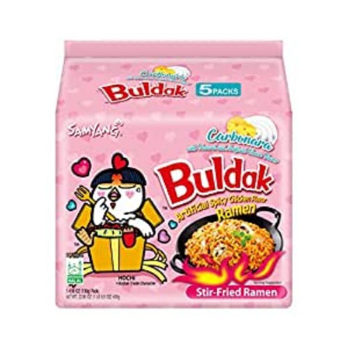 Samyang Buldak Carbo Korean Spicy Hot Chicken Stir-Fried Noodles 4.58oz (Pack of 5) - Carbo 5 pk 4.58 Ounce (Pack of 5)