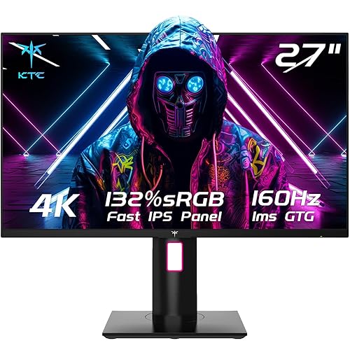 KTC 27" 4K UHD 144Hz Gaming Monitor - Fast IPS Panel 160Hz 1ms GTG, HDR400 132% sRGB, HDMI2.1/DP1.4, VESA Mount, Height/Tilt/Pivot/Swivel Stand, Vertical Monitor Ideal for Gamers, Designers - 27 inch - Fast IPS UHD 160Hz 1ms GTG