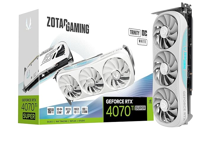 ZOTAC Gaming GeForce RTX 4070 Ti Super Trinity OC White Edition DLSS 3 16GB GDDR6X 256-bit 21 Gbps PCIE 4.0 Gaming Graphics Card, IceStorm 2.0 Advanced Cooling, Spectra RGB Lighting, ZT-D40730Q-10P