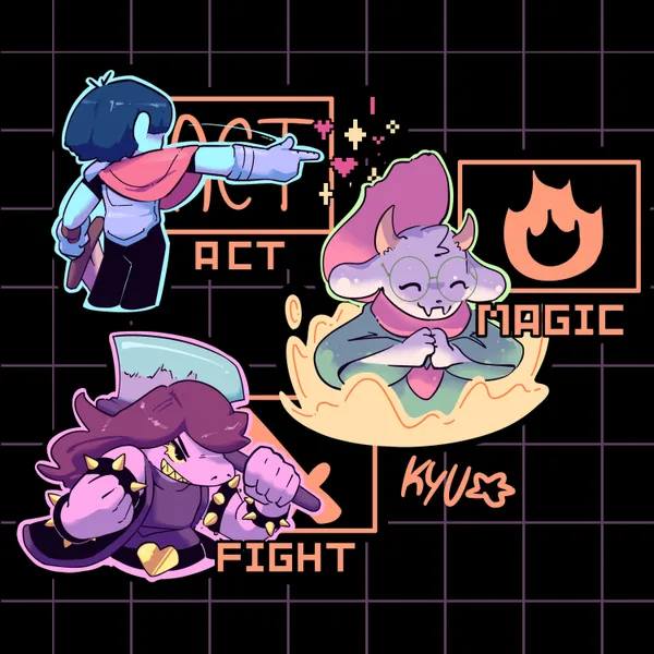 Deltarune Stickers - Kris, Susie, Ralsei