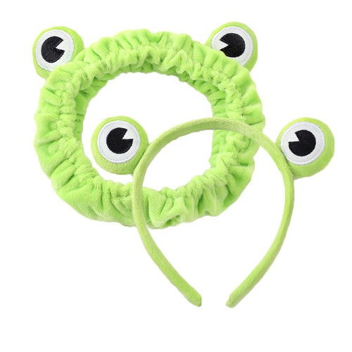 2 Pieces Cute Frog Headband Stretchy Frog Hair Accessories Cartoon Frog Headband for Face Washing Shower Sports Yoga Beauty Skincare, green