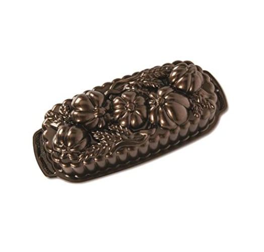 Nordic Ware Wheat & Pumpkin Loaf Tin, Cast Aluminium Cake Tin, Premium Non-Stick Pan Made in the USA, Colour: Bronze - Loaf Pan
