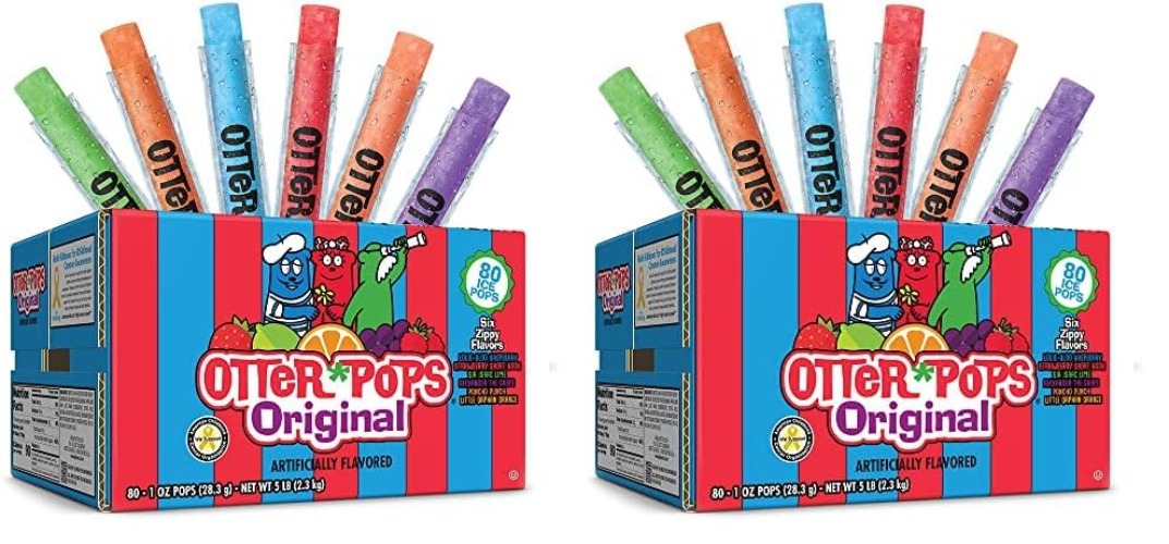 Otter Pops Freezer Ice Bars, Fat Free Ice Pops, Original Flavors (80-1 oz pops) (Pack of 2) - 1 Ounce (Pack of 160)