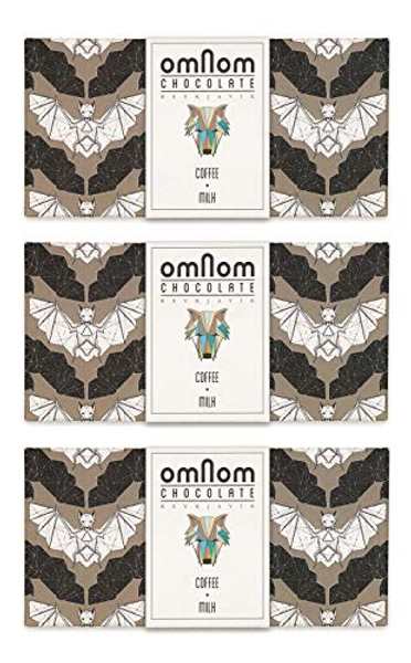 OmNom Coffee + Milk | Icelandic Bean To Bar Chocolate by OMNOM CHOCOLATE REYKJAVIK | 3 x 60g Bar - 2.11 Ounce (Pack of 3)