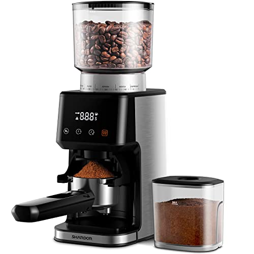 SHARDOR Anti-Static Conical Burr Coffee Grinder Electric for Espresso with Precision Electronic Timer, Touchscreen Adjustable Coffee Bean Grinder with 51 Precise Settings - CG018B