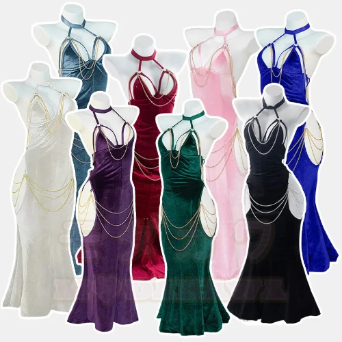 Sexy Halter Hollow Out Backless Chain Fishtail Dress⁠