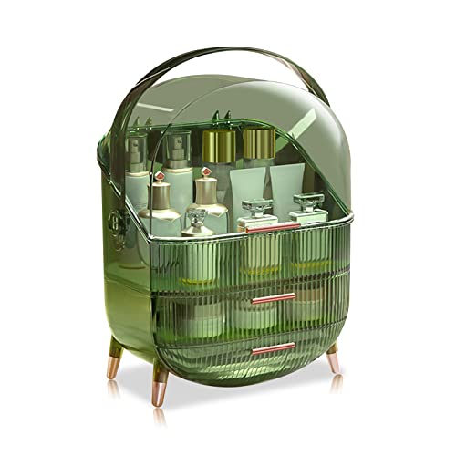 Ergocar Portable Retro Series Multi-Function Make Up Case Dustproof Cosmetic Storage Box, Skin Care Products Jewelry Organizer Finishing Box Bathroom Desktop - Retro Green - Retro Green