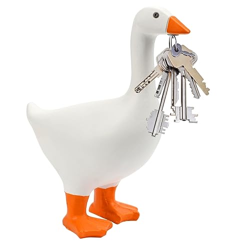 Pipihome Magnetic Goose Duck Key Holder Cute Resin Goose Duck Statue Key Storage Ducks Gifts Figurine Desk Ornaments Kawaii House Home Room Decor Accessories for Home - Orange