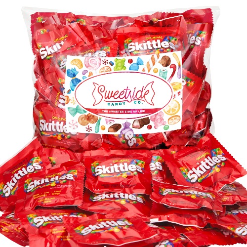 Skittles Candy Bulk - 4 lb Skittles Bulk Candy Pack - Big Bag of Original Rainbow Fun Size Skittles Individual Packs - Movie Candy, Fruity Candy, Concession Stand Candy, Halloween Candy for Kids - 
