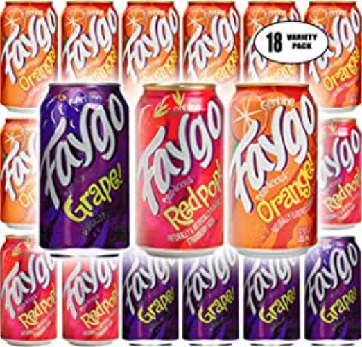 Faygo Orange, Redpop, Grape Soda - Variety Pack, 12oz (Pack of 18, Total of 216 Fl Oz)