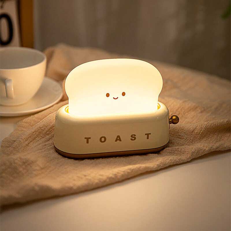 Cute Toaster Night Light with Adjustable Brightness - Yellow