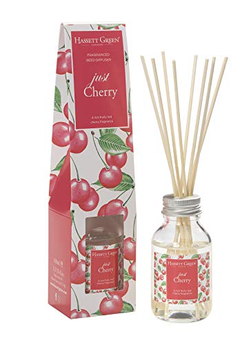 Just Cherry Fragrance Oil Reed Diffuser 100ml - Long Lasting Home Indoor Fragrance - with 8 Rattan Reeds - Just Cherry