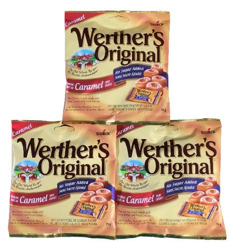 Sugar Free WERTHER'S Original Caramel Hard Candies 3 - 70g PKG - 