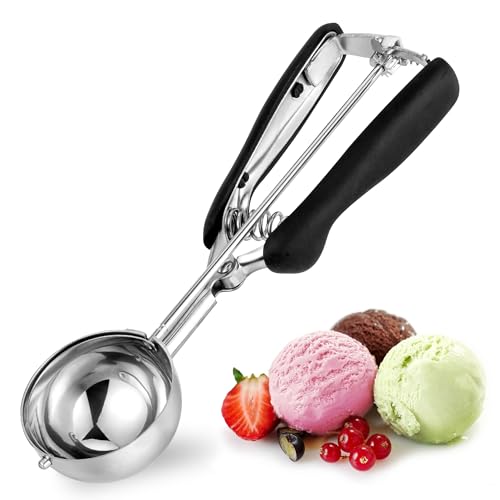Cookies Scoop 4 Tbsp, TJ POP Professional Stainless Steel Ice Cream Scoop 60 mm, Good Soft Grips, Quick Trigger Release, 60 ml - 60 mm (4 Tbsp)