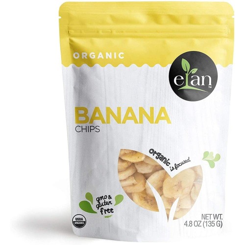 ELAN Organic Banana Chips, Non-GMO, Vegan, Gluten-Free, 135 Gram, Packaging may vary - Banana Chips