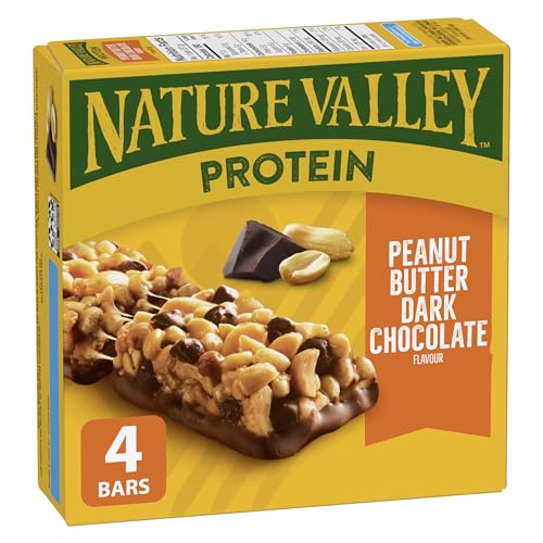 NATURE VALLEY Peanut Butter Dark Chocolate Protein Bars, Snack Bars, Granola Bars, Made with Real Peanuts, Source of Protein, Pack of 4 Protein Bars - Protein Bars