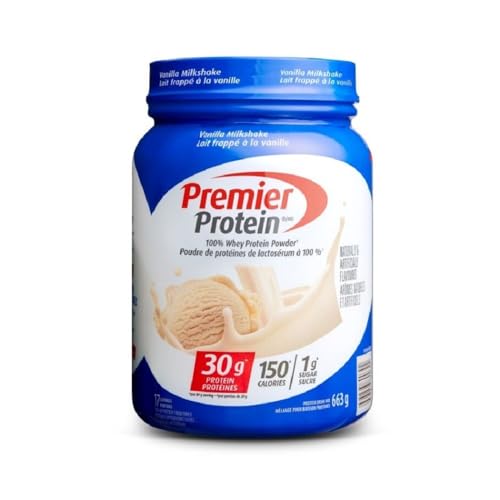 Premier Protein Powder, Vanilla Milkshake, High Protein Powder, 30g of Protein, 1g Sugar, 100% Whey Protein, Keto Friendly, Gluten Free, 17 Servings, 23.3 Ounces - Vanilla