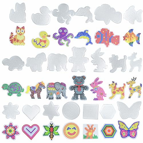 Yowamho 20PCS 5mm Fuse Bead Board - 20pcs Different Shapes Patterns, Fuse Beads Pegboards is Suitable for Children's DIY Crafts. - 20pcs Board