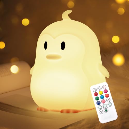 Nice Dream Penguin Night Light for Kids, 9 Color Changing Baby Night Light with Remote＆Timer, Rechargeable Animal Kids Night Lamp for Boys Girls Nursery Bedroom, Kids Kawaii Gifts (6.1"x4.8"x4.8") - Penguin